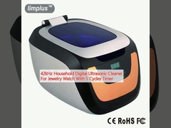 Máy rửa siêu âm kỹ thuật số gia dụng 42kHz cho đồ trang sức Đồng hồ với đồng hồ 5 chu kỳ