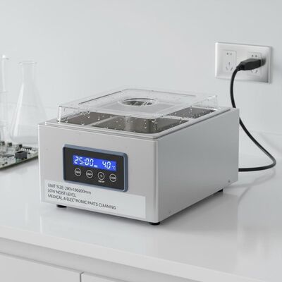 Kích thước máy 280x180x200mm Máy rửa siêu âm để bàn Thiết bị độ ồn thấp để làm sạch các bộ phận y tế và điện tử