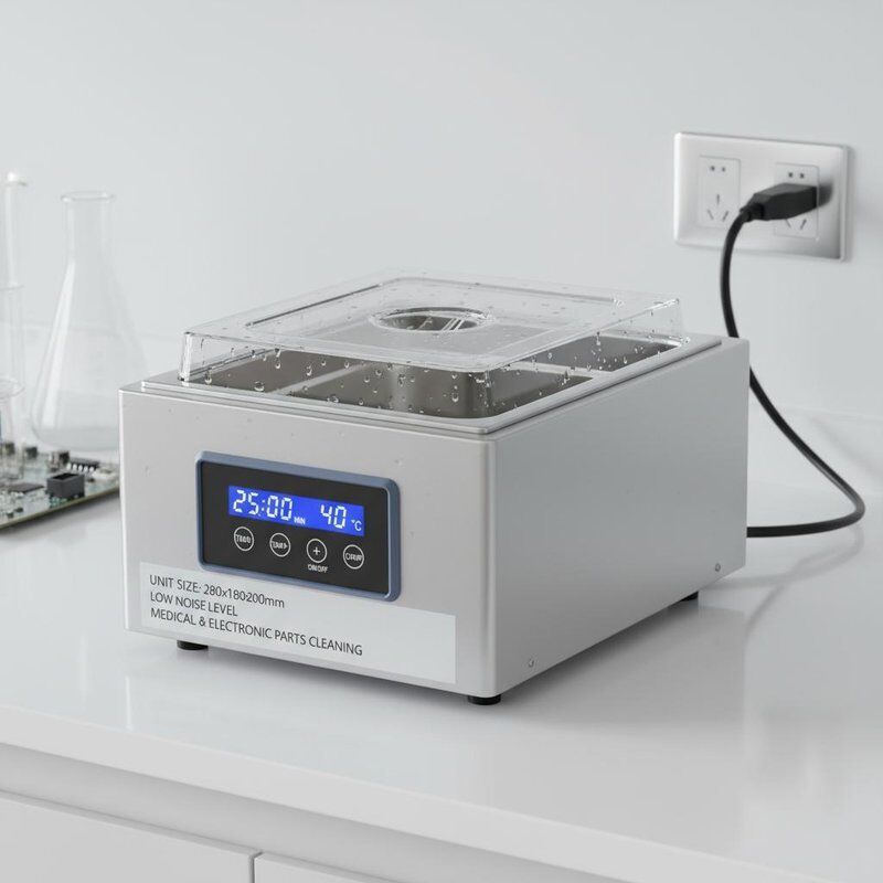 Kích thước máy 280x180x200mm Máy rửa siêu âm để bàn Thiết bị độ ồn thấp để làm sạch các bộ phận y tế và điện tử